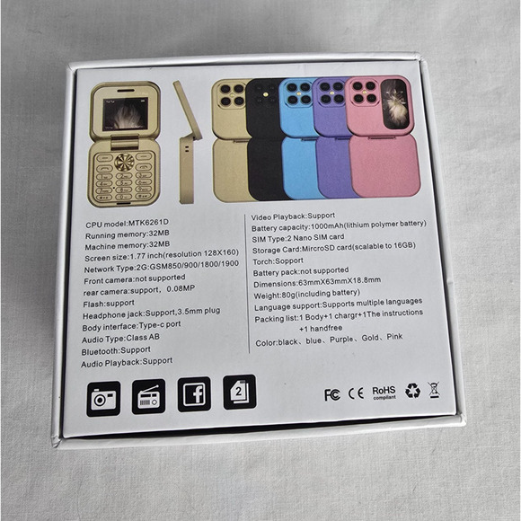 i17 Mini Palm Flip Mobile Phone 2G Dual SIM Standby Speed Dial FM Radio Voice - Picture 10 of 16